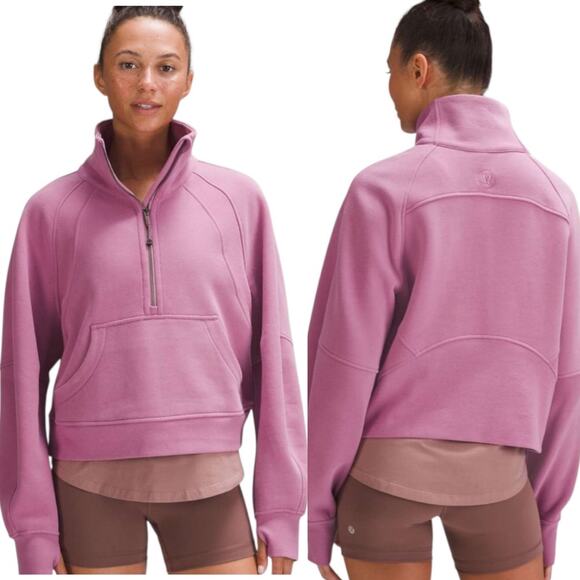 EUC Lululemon Scuba Oversized Cropped Funnel Neck Half Zip Velvet Dust Size XS/S - Picture 1 of 13